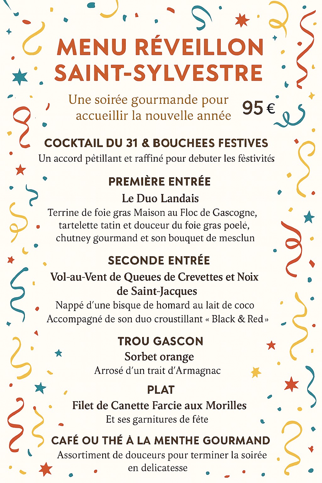 Menu du reveillon